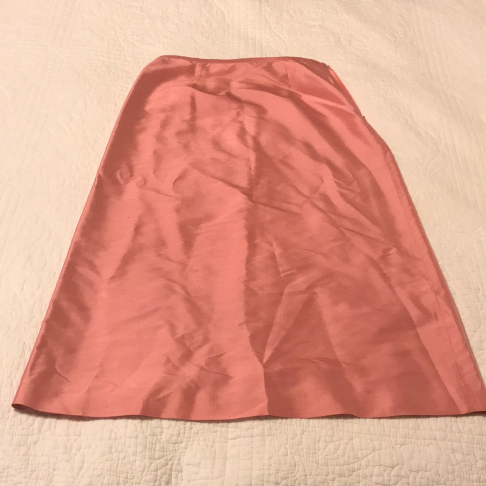 Ann taylor 100% raw silk pink lined skirt